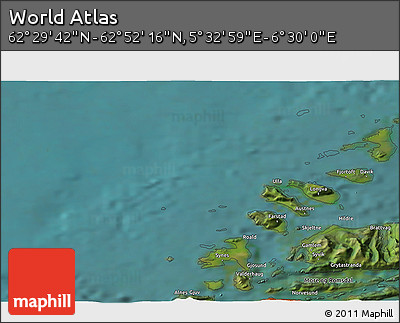 Satellite 3D Map of the Area around 62° 40' 59" N, 6° 1' 30" E