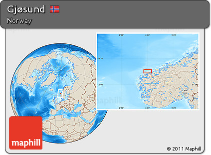 Shaded Relief Location Map of Gjøsund