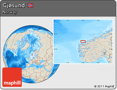 Shaded Relief Location Map of Gjøsund
