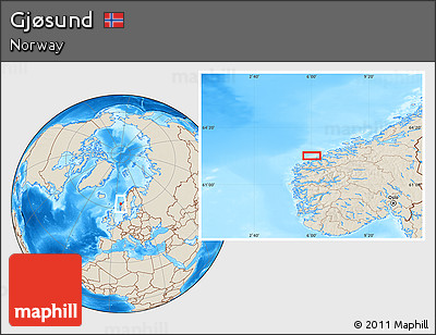 Shaded Relief Location Map of Gjøsund