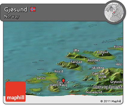 Satellite Panoramic Map of Gjøsund