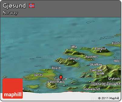 Satellite Panoramic Map of Gjøsund