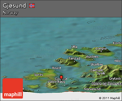Satellite Panoramic Map of Gjøsund