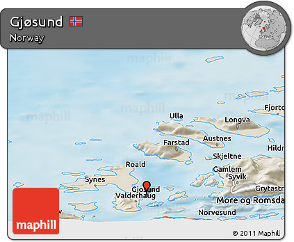 Shaded Relief Panoramic Map of Gjøsund