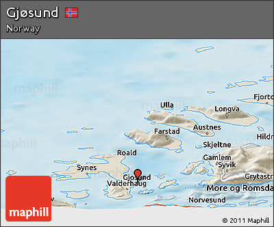 Shaded Relief Panoramic Map of Gjøsund