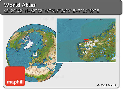 Satellite Location Map of the Area around 62° 40' 59" N, 6° 52' 30" E