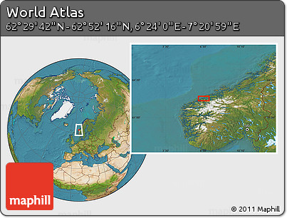 Satellite Location Map of the Area around 62° 40' 59" N, 6° 52' 30" E