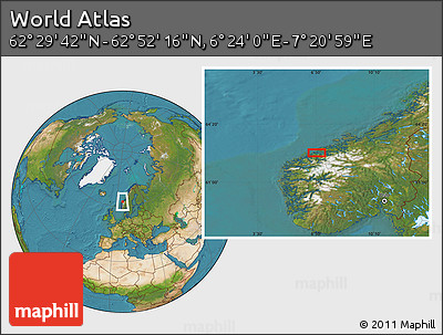 Satellite Location Map of the Area around 62° 40' 59" N, 6° 52' 30" E
