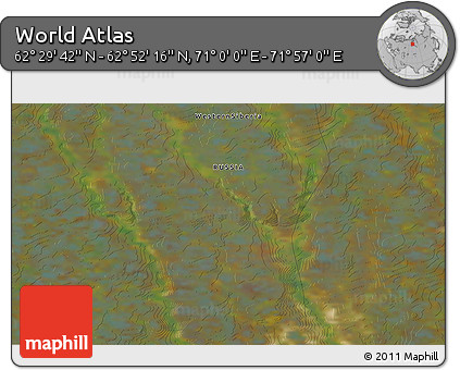 Satellite 3D Map of the Area around 62° 40' 59" N, 71° 28' 29" E