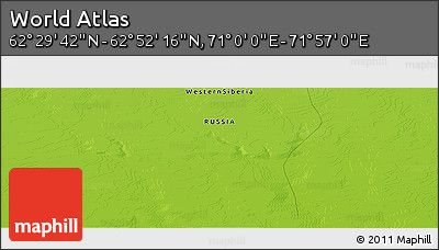 Physical Panoramic Map of the Area around 62° 40' 59" N, 71° 28' 29" E