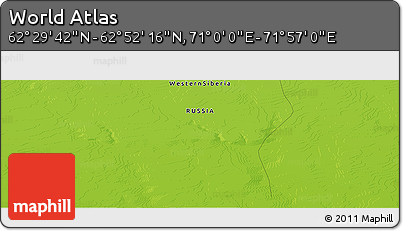 Physical Panoramic Map of the Area around 62° 40' 59" N, 71° 28' 29" E
