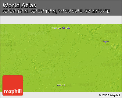 Physical 3D Map of the Area around 62° 40' 59" N, 72° 19' 29" E