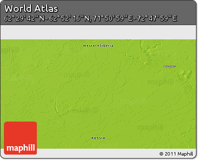 Physical 3D Map of the Area around 62° 40' 59" N, 72° 19' 29" E