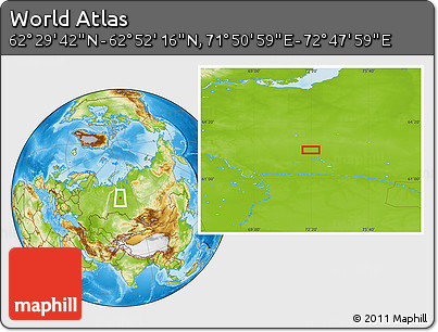 Physical Location Map of the Area around 62° 40' 59" N, 72° 19' 29" E