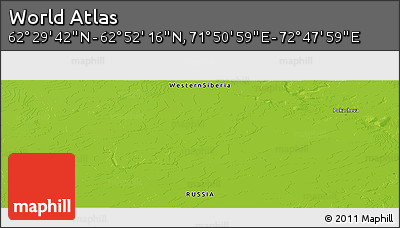 Physical Panoramic Map of the Area around 62° 40' 59" N, 72° 19' 29" E