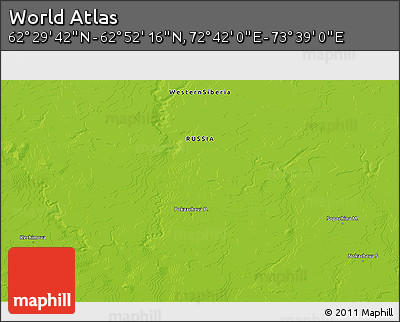 Physical 3D Map of the Area around 62° 40' 59" N, 73° 10' 30" E