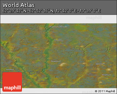 Satellite 3D Map of the Area around 62° 40' 59" N, 73° 10' 30" E