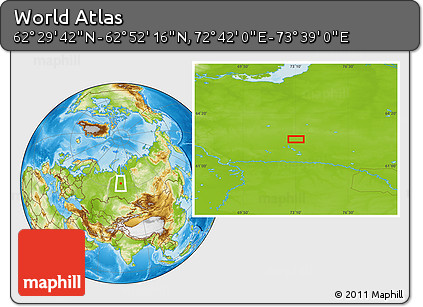 Physical Location Map of the Area around 62° 40' 59" N, 73° 10' 30" E