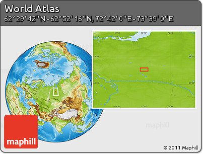 Physical Location Map of the Area around 62° 40' 59" N, 73° 10' 30" E