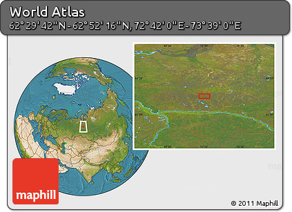 Satellite Location Map of the Area around 62° 40' 59" N, 73° 10' 30" E