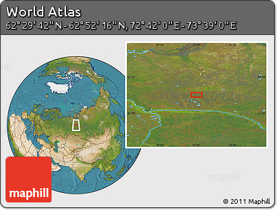 Satellite Location Map of the Area around 62° 40' 59" N, 73° 10' 30" E