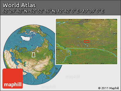Satellite Location Map of the Area around 62° 40' 59" N, 73° 10' 30" E