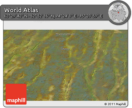 Satellite 3D Map of the Area around 62° 40' 59" N, 74° 52' 30" E