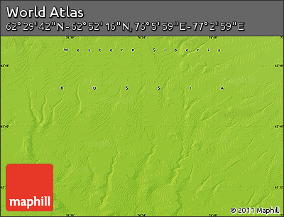 Physical Map of the Area around 62° 40' 59" N, 76° 34' 29" E