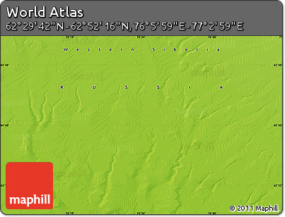 Physical Map of the Area around 62° 40' 59" N, 76° 34' 29" E