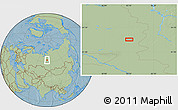Savanna Style Location Map of the area around 62° 40' 59" N, 83° 22' 30" E, hill shading