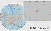 Gray Location Map of the area around 62° 40' 59" N, 84° 13' 29" E, hill shading