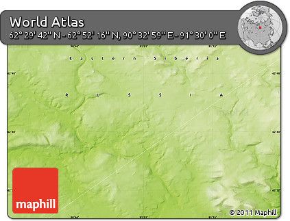 Physical Map of the Area around 62° 40' 59" N, 91° 1' 30" E