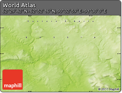 Physical Map of the Area around 62° 40' 59" N, 91° 1' 30" E