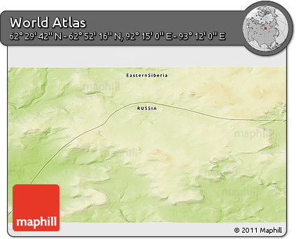 Physical 3D Map of the Area around 62° 40' 59" N, 92° 43' 29" E