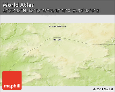 Physical 3D Map of the Area around 62° 40' 59" N, 92° 43' 29" E