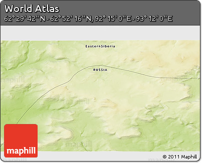Physical 3D Map of the Area around 62° 40' 59" N, 92° 43' 29" E