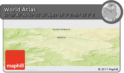 Physical Panoramic Map of the Area around 62° 40' 59" N, 92° 43' 29" E