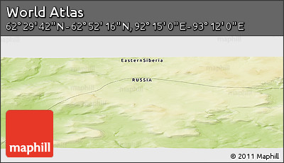 Physical Panoramic Map of the Area around 62° 40' 59" N, 92° 43' 29" E