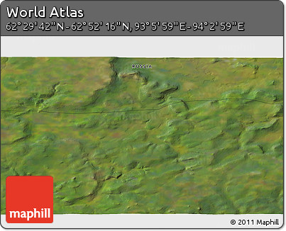 Satellite 3D Map of the Area around 62° 40' 59" N, 93° 34' 29" E