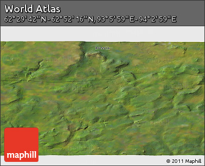 Satellite 3D Map of the Area around 62° 40' 59" N, 93° 34' 29" E