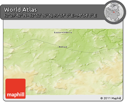 Physical 3D Map of the Area around 62° 40' 59" N, 94° 25' 30" E