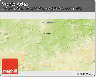 Physical 3D Map of the Area around 62° 40' 59" N, 94° 25' 30" E