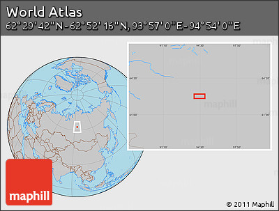 Gray Location Map of the Area around 62° 40' 59" N, 94° 25' 30" E