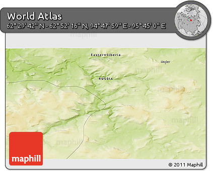 Physical 3D Map of the Area around 62° 40' 59" N, 95° 16' 30" E