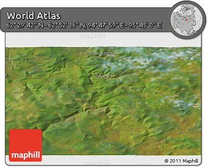 Satellite 3D Map of the Area around 62° 40' 59" N, 95° 16' 30" E