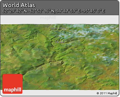 Satellite 3D Map of the Area around 62° 40' 59" N, 95° 16' 30" E