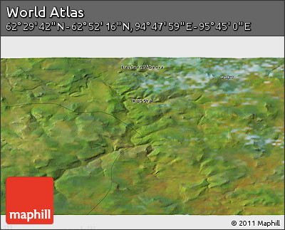 Satellite 3D Map of the Area around 62° 40' 59" N, 95° 16' 30" E