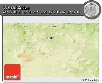 Physical 3D Map of the Area around 62° 40' 59" N, 96° 7' 30" E