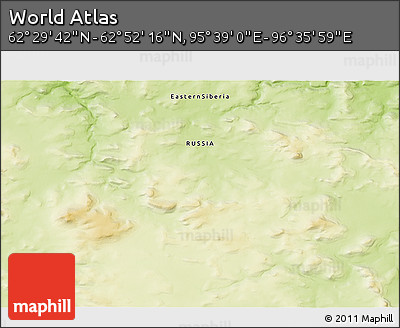 Physical 3D Map of the Area around 62° 40' 59" N, 96° 7' 30" E
