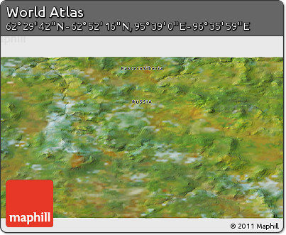 Satellite 3D Map of the Area around 62° 40' 59" N, 96° 7' 30" E